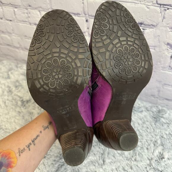 Spring Step By L'Artiste Arabella Leather Ankle Boots Purple Brown Size 39 US 8 - Picture 10 of 11